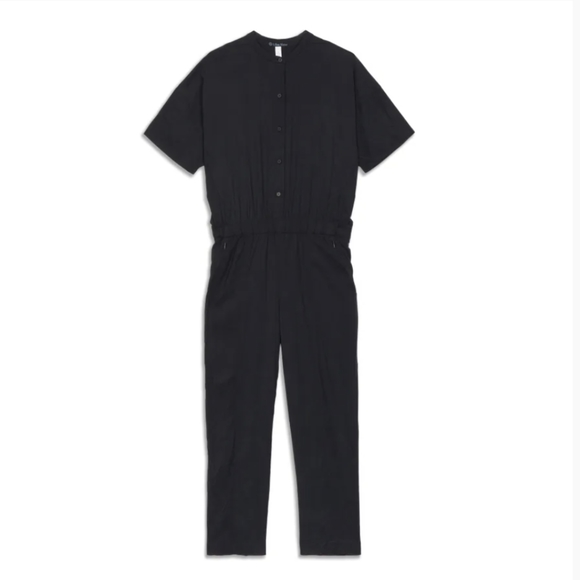 Lululemon Perfectly Poised Jumpsuit Black Button Henley Size 6 - Picture 2 of 10